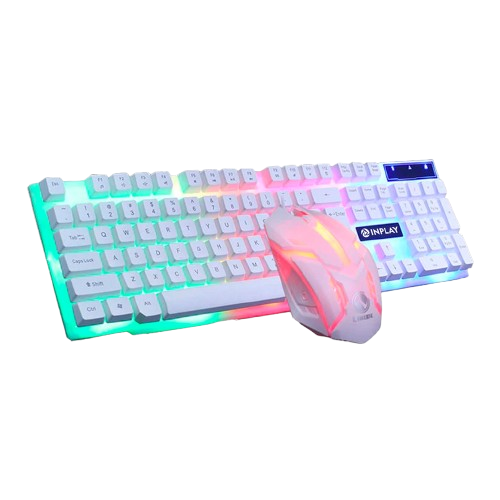 INPLAY STX200 COMBO MSE AND KB RAINBOW SUSPENDED BACKLIT (WHITE)