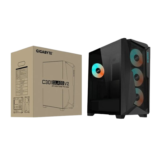 GIGABYTE C301G TEMPERED GLASS/RGB MID TOWER 4XARGB BLACK