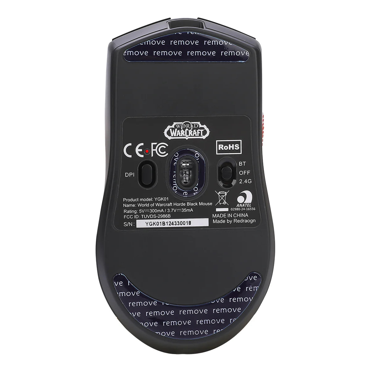 REDRAGON WORLD OF WARCRAFT YGK01 HORDE WIRED+2.4GHZ TRI-MODE ULTRA LIGHT-WEIGHT GAMING MOUSE RED