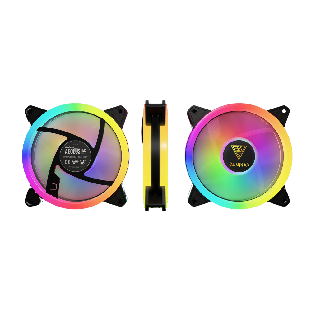 GAMDIAS AELUS M2-1204R RGB FAN W/ CONTROLLER