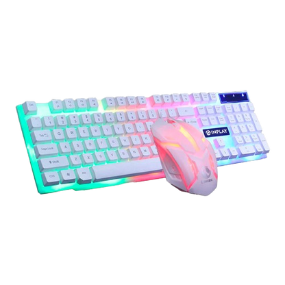 INPLAY STX200 COMBO MSE AND KB RAINBOW SUSPENDED BACKLIT (WHITE)