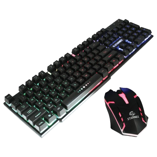 INPLAY STX360 COMBO MSE AND KB RAINBOW SUSPENDED BACKLIT (BLACK)