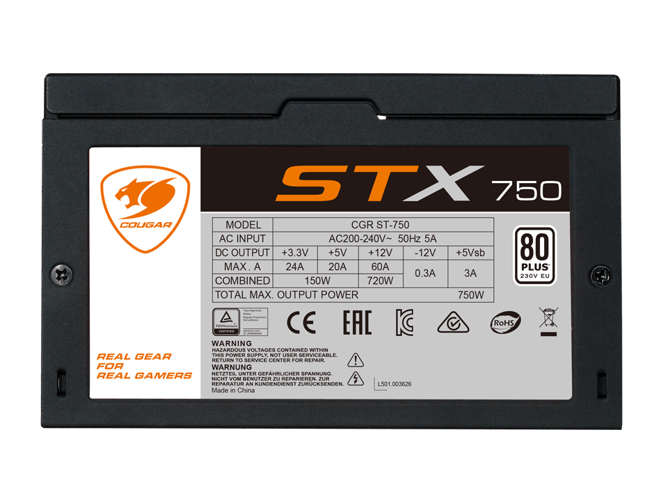 COUGAR STX 750WATTS 80+ PSU