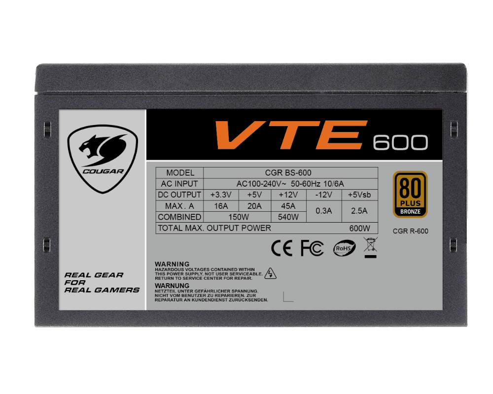 COUGAR VTE 600WATTS BS-600 80+ BRONZE PSU