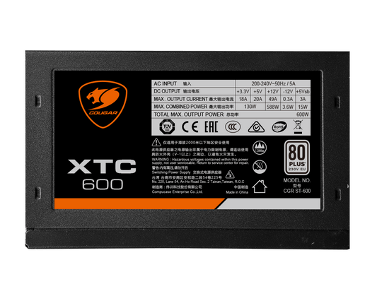 COUGAR XTC 600WATTS ST-600 80+ WHITE PSU