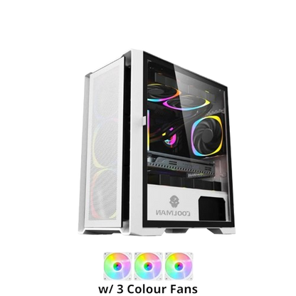 COOLMAN RUBY CASE WHITE 3PCS FANS