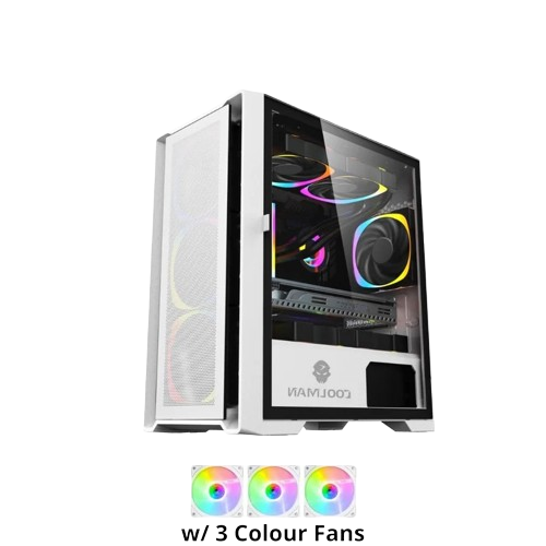 COOLMAN RUBY CASE WHITE 3PCS FANS