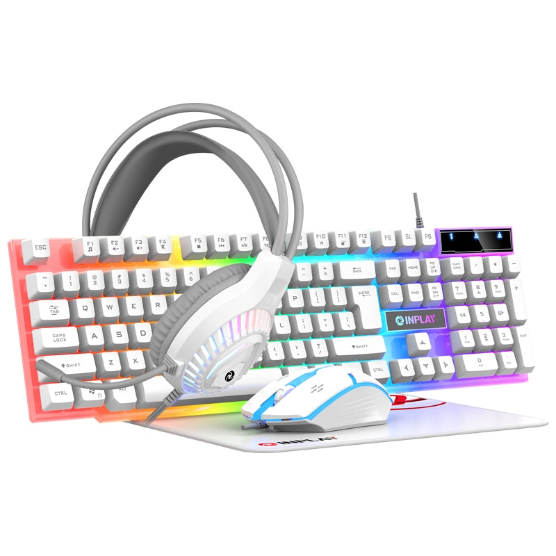 INPLAY STX290 4 IN ONE COMBO | WHITE | Keyboard | Mouse | Headset | Mousepad