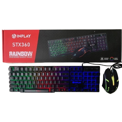 INPLAY STX360 COMBO MSE AND KB RAINBOW SUSPENDED BACKLIT (BLACK)
