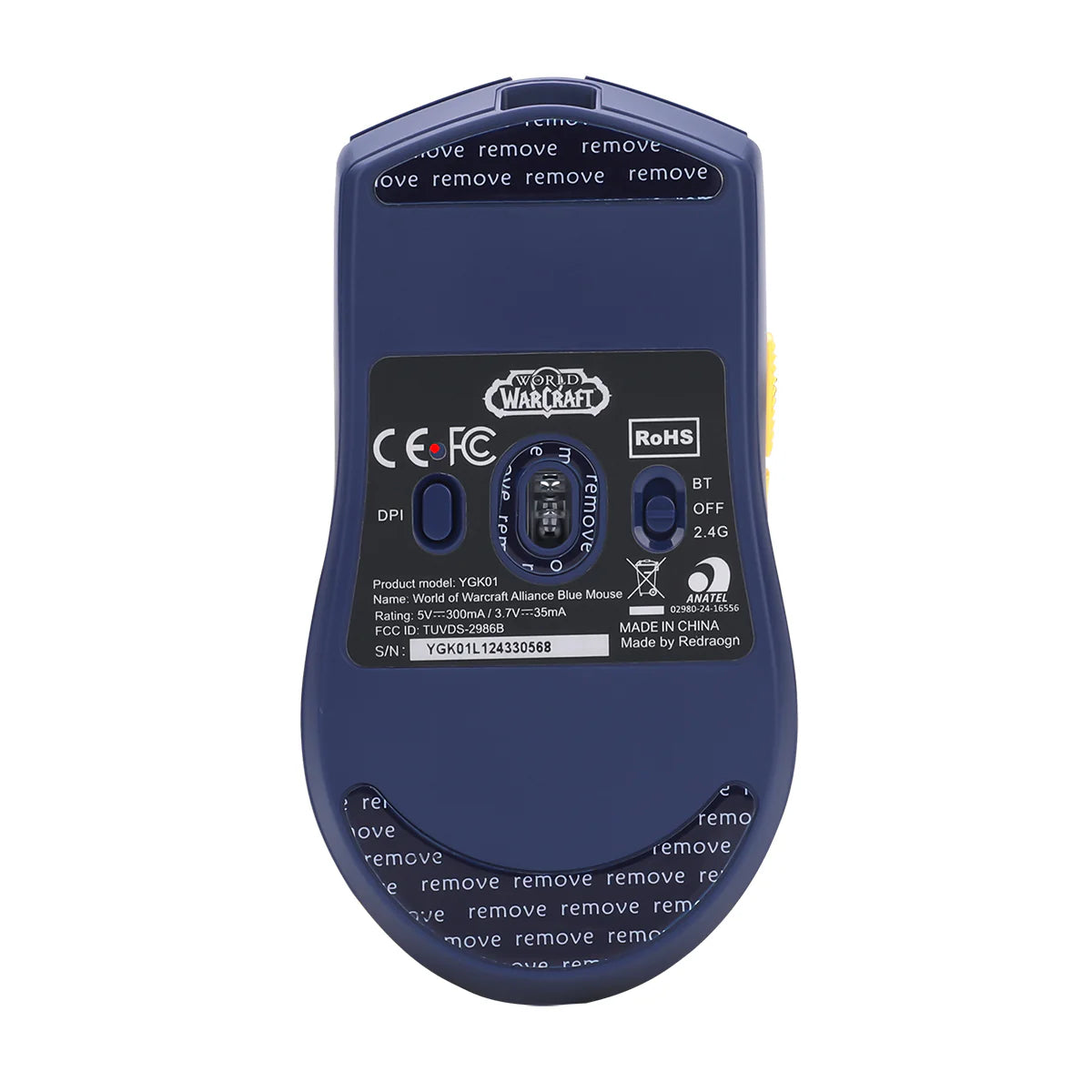 REDRAGON WORLD OF WARCRAFT YGK01 HORDE WIRED+2.4GHZ TRI-MODE ULTRA LIGHT-WEIGHT GAMING MOUSE BLUE