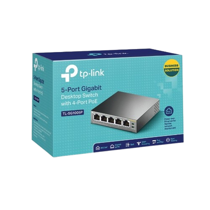 TP LINK TL-SG1005P 5-PORT GIGABIT DESKTOP SWITCH W/ 4-PORT POE