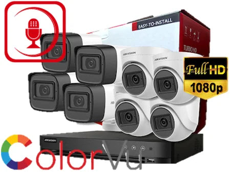HIKVISION TVI-LITE-8CH4D4B-2MP-COLORVU 8-CHANNEL DVR + 8CAMERAS